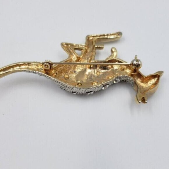 Vintage Gold Tone Diamonelle Rhinestone Kangaroo Brooch Pin Whimsy - Picture 10 of 12